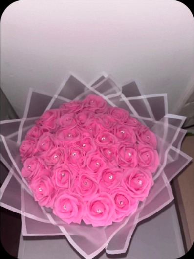 Pink rose dome bouquet with pearl detail